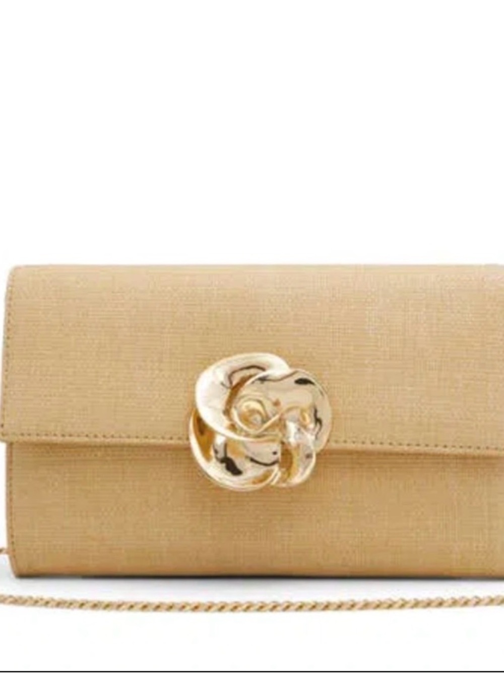 Ted Baker Beige Satin Crossbody Bag with Gold Rosette